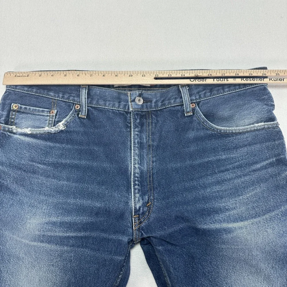Levi's 505 Jeans Mens 40x29 Blue Regular Straight Denim Medium Wash Fade Wallet
